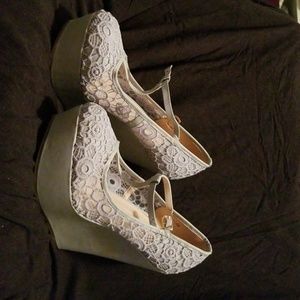 Stacked Mary Jane Wedges